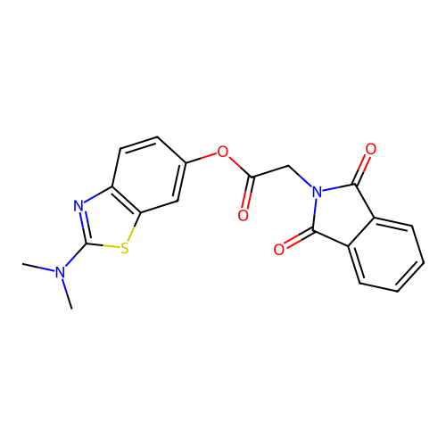 2-(Dimethylamino)benzo[d]thiazol-6-yl 2-(1,3-dioxoisoindolin-2-yl)acetate structure