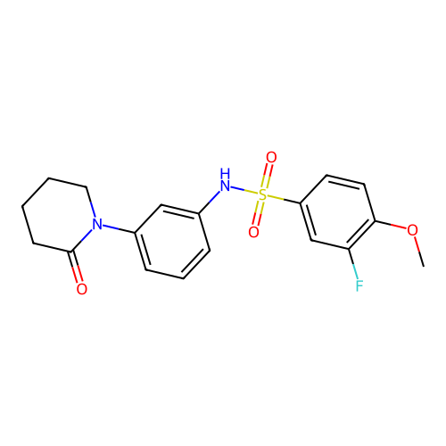 3-fluoro-4-methoxy-N-(3-(2-oxopiperidin-1-yl)phenyl)benzenesulfonamide structure