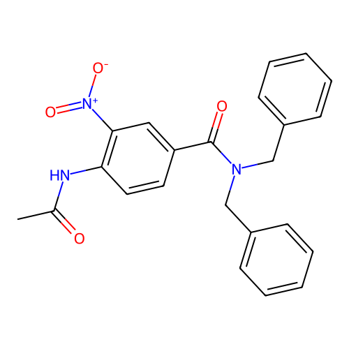 4-Acetamido-N,N-dibenzyl-3-nitrobenzamide structure