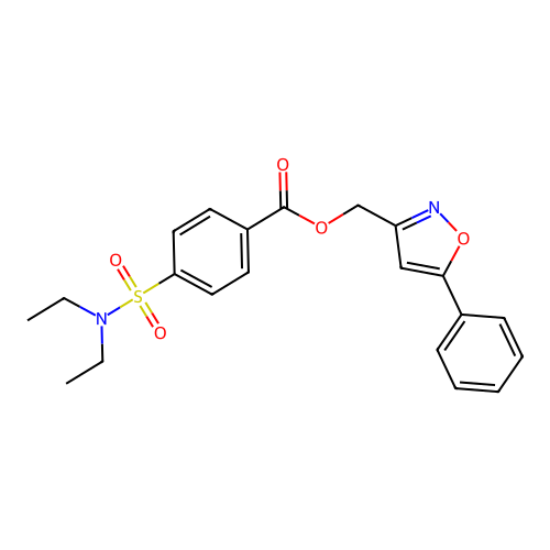 (5-phenylisoxazol-3-yl)methyl 4-(N,N-diethylsulfamoyl)benzoate structure
