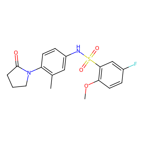 5-fluoro-2-methoxy-N-[3-methyl-4-(2-oxopyrrolidin-1-yl)phenyl]benzenesulfonamide structure