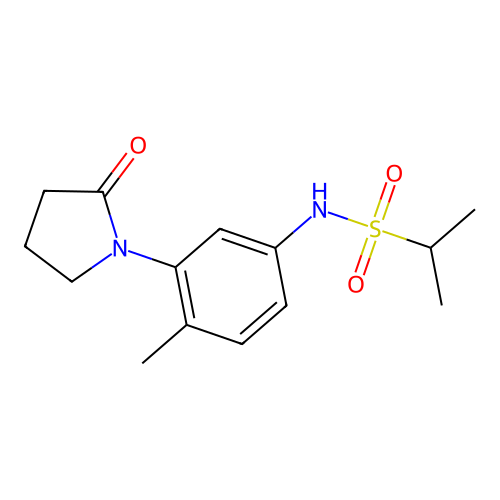 N-(4-methyl-3-(2-oxopyrrolidin-1-yl)phenyl)propane-2-sulfonamide structure
