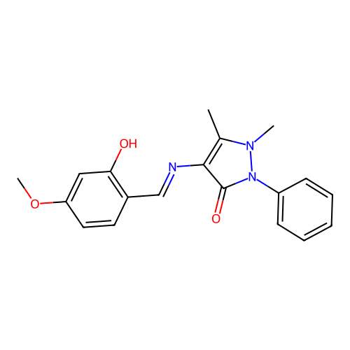 (E)-4-((2-hydroxy-4-methoxybenzylidene)amino)-1,5-dimethyl-2-phenyl-1H-pyrazol-3(2H)-one structure
