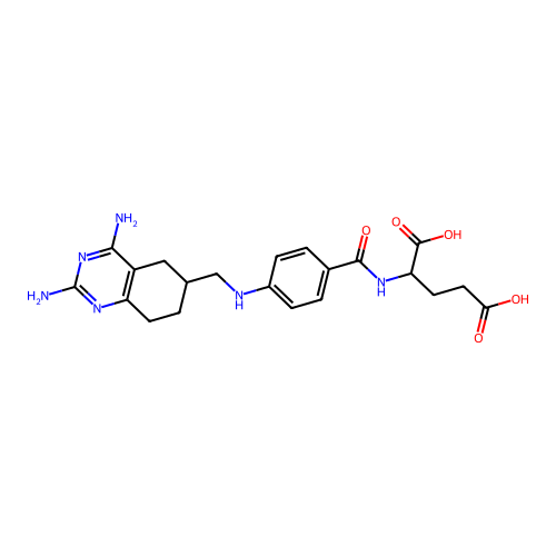 2-[[4-[(2,4-diamino-5,6,7,8-tetrahydroquinazolin-6-yl)methylamino]benzoyl]amino]pentanedioic acid structure