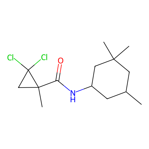 2,2-dichloro-1-methyl-N-(3,3,5-trimethylcyclohexyl)cyclopropanecarboxamide structure