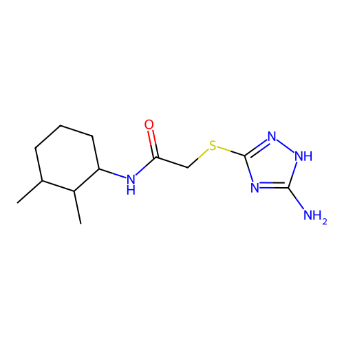 2-[(5-amino-1H-1,2,4-triazol-3-yl)sulfanyl]-N-(2,3-dimethylcyclohexyl)acetamide structure