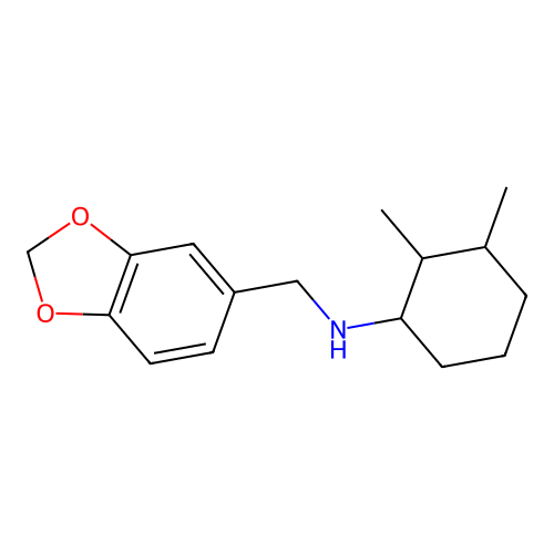 N-((1,3-dioxaindan-5-yl)methyl)-2,3-dimethylcyclohexan-1-amine structure