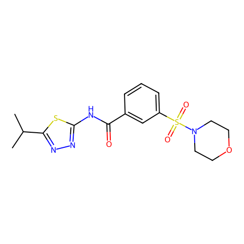 3-morpholin-4-ylsulfonyl-N-(5-propan-2-yl-1,3,4-thiadiazol-2-yl)benzamide structure