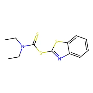 2-Benzothiazolyl diethyldithiocarbamate structure