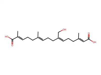 10-(Hydroxymethyl)-2,6,14-trimethylhexadeca-2,6,10,14-tetraenedioic acid structure