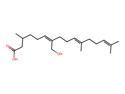 7-(Hydroxymethyl)-3,11,15-trimethylhexadeca-6,10,14-trienoic acid structure