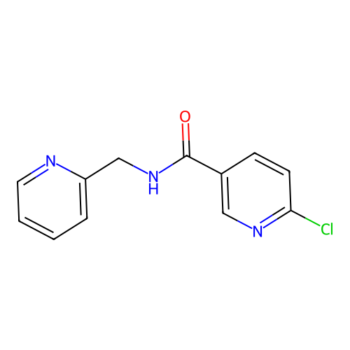 6-chloro-N-[(pyridin-2-yl)methyl]pyridine-3-carboxamide structure