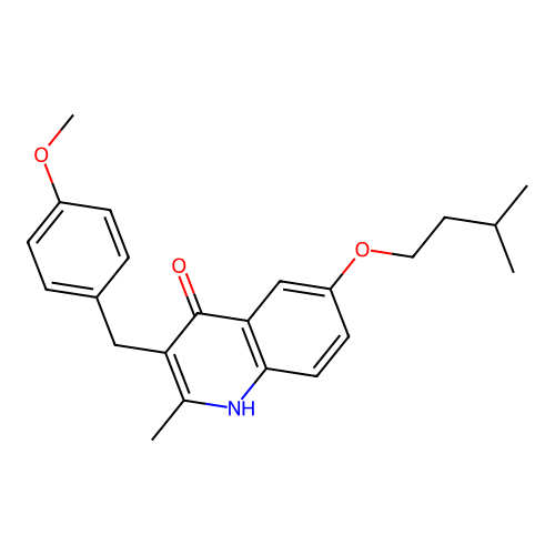 Quinolin-4-ol, 3-(4-methoxybenzyl)-2-methyl-6-(3-methylbutoxy)- structure