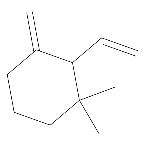 1,1-Dimethyl-3-methylene-2-ethenylcyclohexane structure