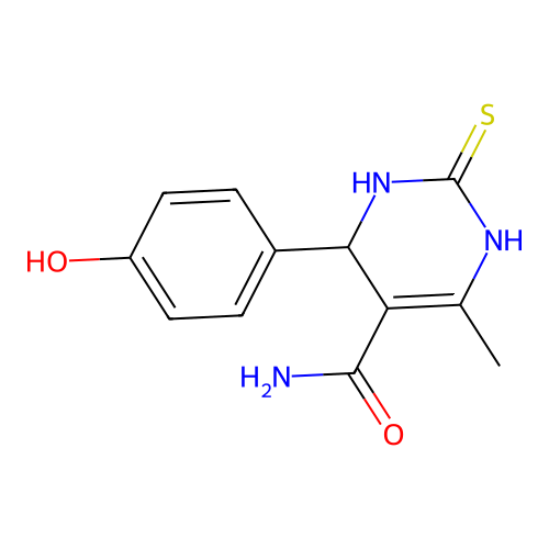 4-(4-Hydroxyphenyl)-6-methyl-2-thioxo-1,2,3,4-tetrahydropyrimidine-5-carboxamide structure