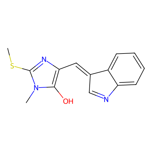 5-(Indol-3-ylidenemethyl)-3-methyl-2-methylsulfanylimidazol-4-ol structure