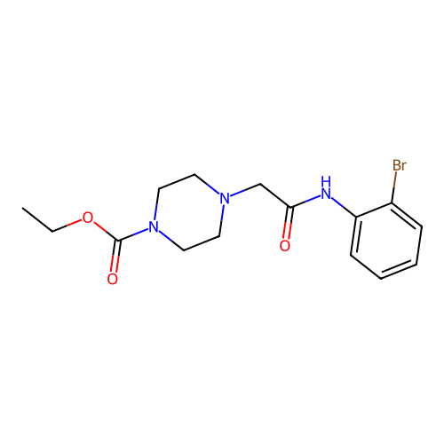 Ethyl 4-((N-(2-bromophenyl)carbamoyl)methyl)piperazinecarboxylate structure
