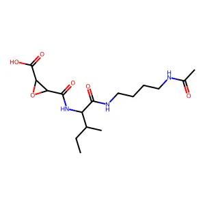 3-Carboxy-2,3-epoxypropionyl-leucylamido-(4-acetamido)butane structure