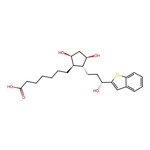 7-[(2R,3R,5S)-2-(3-benzothiophen-2-yl-3-hydroxy-propyl)-3,5-dihydroxy-cyclopentyl]heptanoic Acid structure