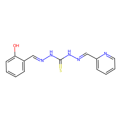 1-[(2-Hydroxyphenyl)methylideneamino]-3-(pyridin-2-ylmethylideneamino)thiourea structure