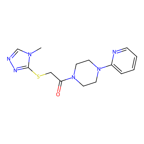 2-[(4-methyl-4H-1,2,4-triazol-3-yl)sulfanyl]-1-[4-(pyridin-2-yl)piperazin-1-yl]ethan-1-one structure