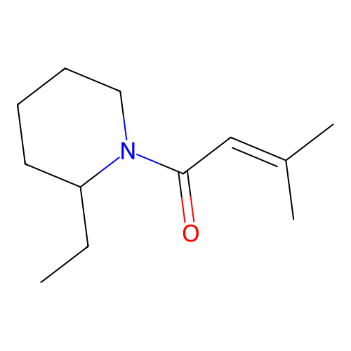 2-Ethyl-1-(3-methyl-1-oxo-2-butenyl)piperidine structure