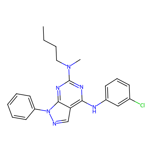 N~6~-butyl-N~4~-(3-chlorophenyl)-N~6~-methyl-1-phenyl-1H-pyrazolo[3,4-d]pyrimidine-4,6-diamine structure