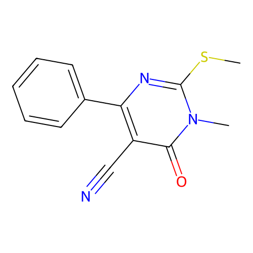 1-Methyl-2-methylsulfanyl-6-oxo-4-phenylpyrimidine-5-carbonitrile structure