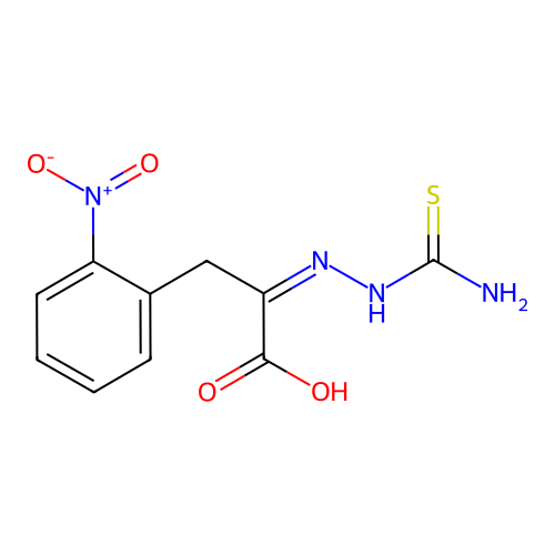 (2Z)-2-(carbamothioylhydrazinylidene)-3-(2-nitrophenyl)propanoic acid structure