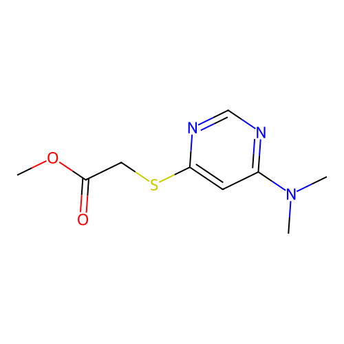 Acetic acid, ((6-(dimethylamino)-4-pyrimidinyl)thio)-, methyl ester structure