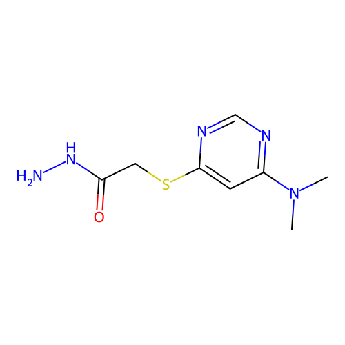 Acetic acid, ((6-(dimethylamino)-4-pyrimidinyl)thio)-, hydrazide structure