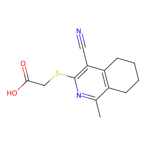 2-(4-Cyano-1-methyl-3-5,6,7,8-tetrahydroisoquinolylthio)acetic acid structure