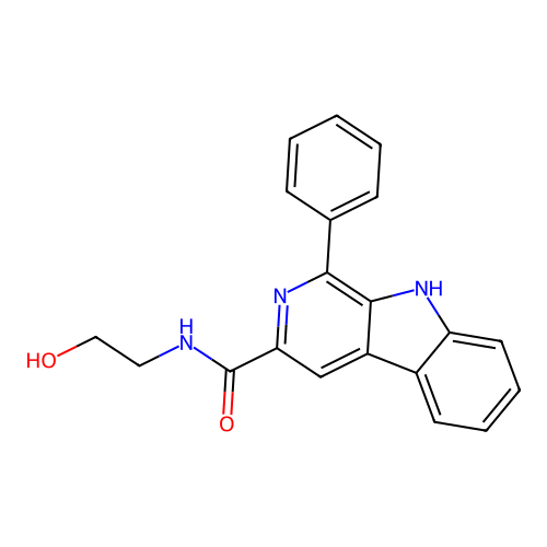 N-(2-hydroxyethyl)-1-phenyl-9H-pyrido[3,4-b]indole-3-carboxamide structure