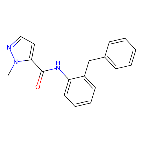 N-(2-benzylphenyl)-2-methylpyrazole-3-carboxamide structure