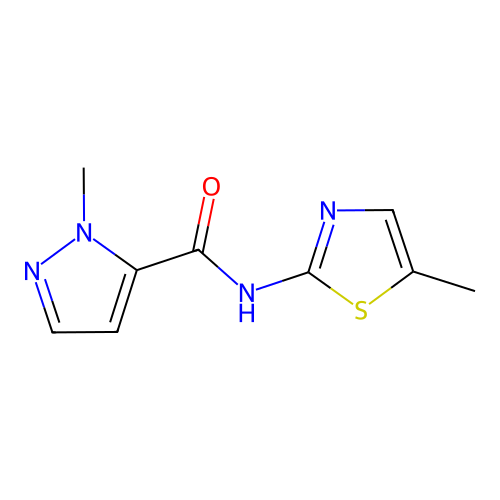 1-Methyl-N-(5-methyl-2-thiazolyl)-1H-pyrazole-5-carboxamide structure