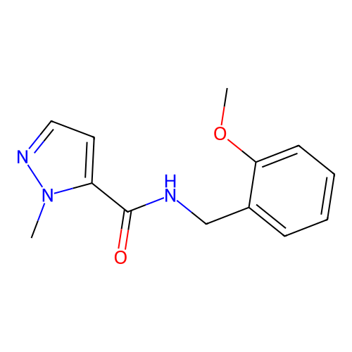 N-[(2-methoxyphenyl)methyl]-2-methylpyrazole-3-carboxamide structure