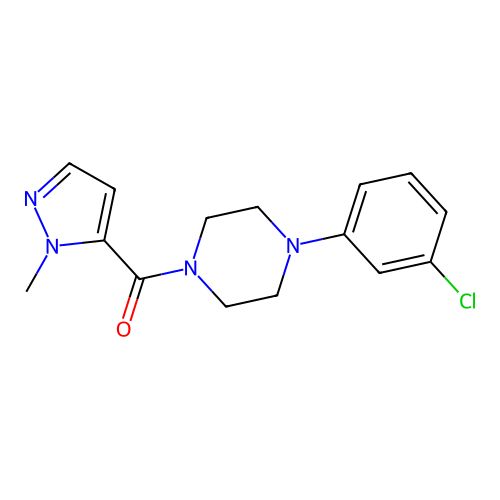 [4-(3-Chlorophenyl)piperazin-1-yl]-(2-methylpyrazol-3-yl)methanone structure