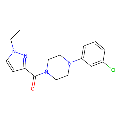 [4-(3-Chlorophenyl)piperazin-1-yl]-(1-ethylpyrazol-3-yl)methanone structure