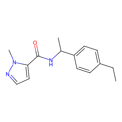 N-[1-(4-ethylphenyl)ethyl]-1-methyl-1H-pyrazole-5-carboxamide structure