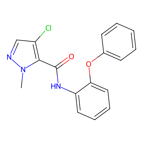 4-chloro-2-methyl-N-(2-phenoxyphenyl)pyrazole-3-carboxamide structure