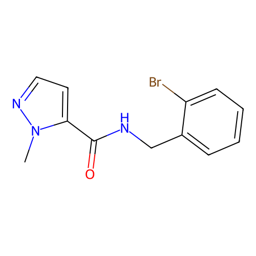 N-[(2-bromophenyl)methyl]-2-methylpyrazole-3-carboxamide structure