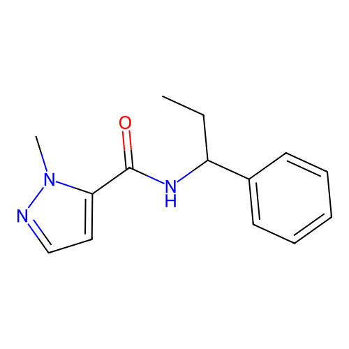 2-methyl-N-(1-phenylpropyl)pyrazole-3-carboxamide structure