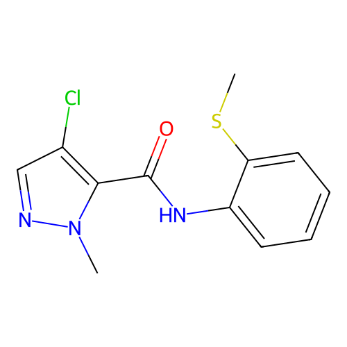 4-chloro-2-methyl-N-(2-methylsulfanylphenyl)pyrazole-3-carboxamide structure