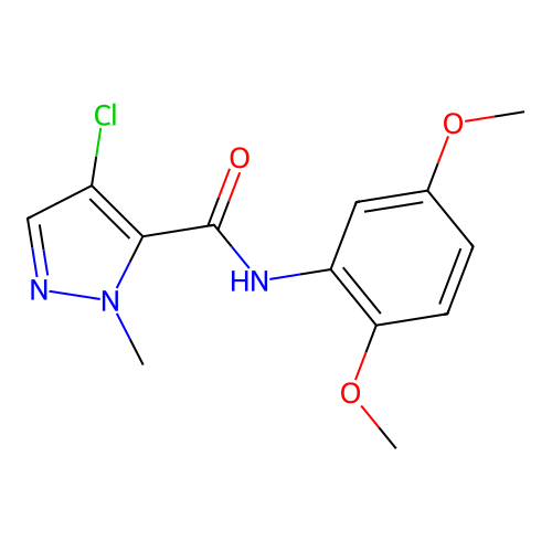 4-chloro-N-(2,5-dimethoxyphenyl)-2-methylpyrazole-3-carboxamide structure