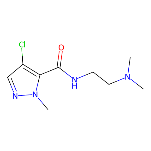4-chloro-N-[2-(dimethylamino)ethyl]-1-methyl-1H-pyrazole-5-carboxamide structure