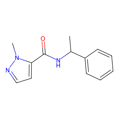 2-methyl-N-(1-phenylethyl)pyrazole-3-carboxamide structure