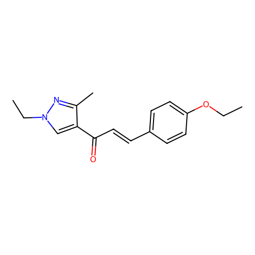 (2E)-3-(4-ethoxyphenyl)-1-(1-ethyl-3-methyl-1H-pyrazol-4-yl)prop-2-en-1-one structure