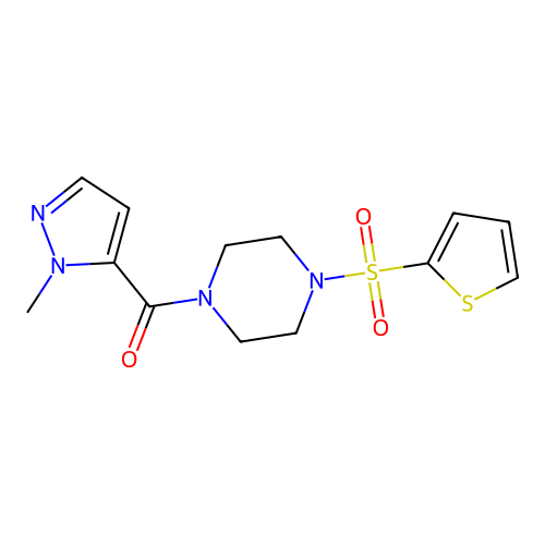 (2-Methylpyrazol-3-yl)-(4-thiophen-2-ylsulfonylpiperazin-1-yl)methanone structure