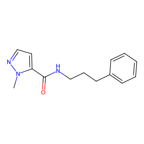 2-methyl-N-(3-phenylpropyl)pyrazole-3-carboxamide structure