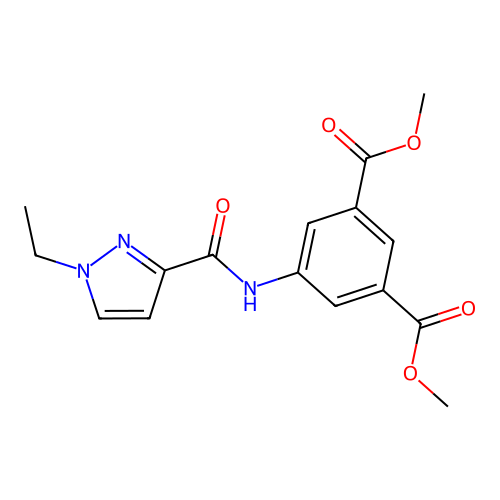 Methyl 5-[(1-ethylpyrazol-3-yl)carbonylamino]-3-(methoxycarbonyl)benzoate structure